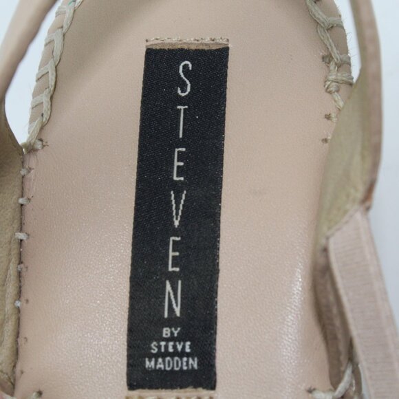 Steven By Steve Madden Womens 9 B Izzi Espadrille Wedge Beige Leather Sandals - Picture 12 of 15